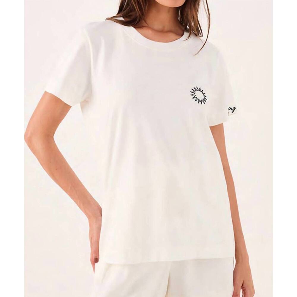 NEW DRESS TO embroidered sun top in white